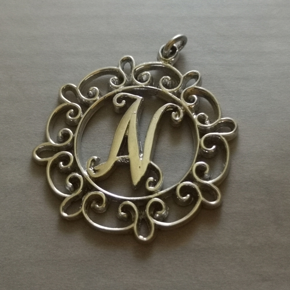 Sterling  Letter N pendant